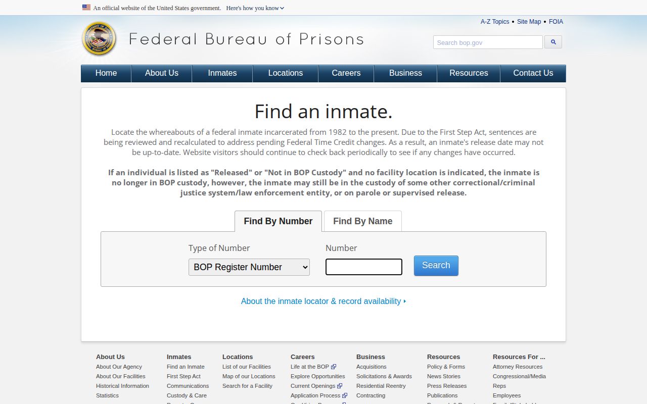 Mississippi County released inmate federal BOP name and number search