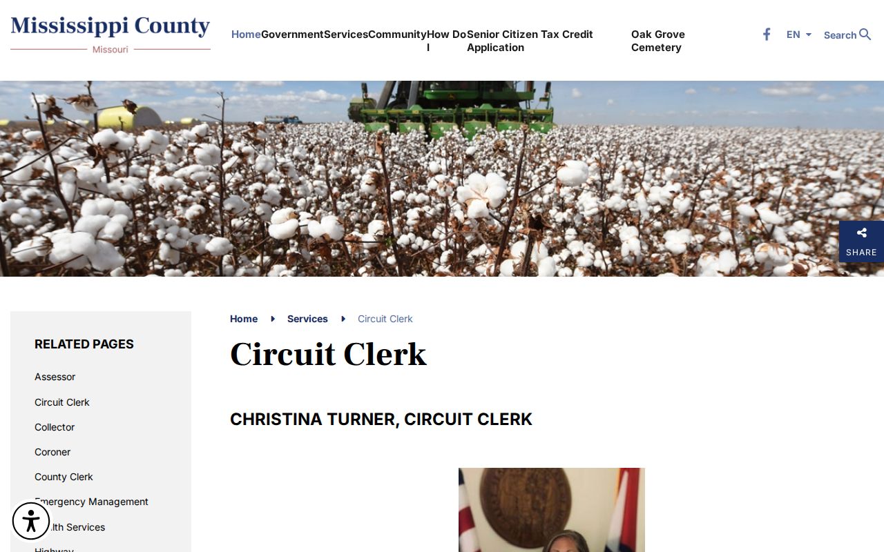 Mississippi County released inmate Circuit Clerk contact and court records page