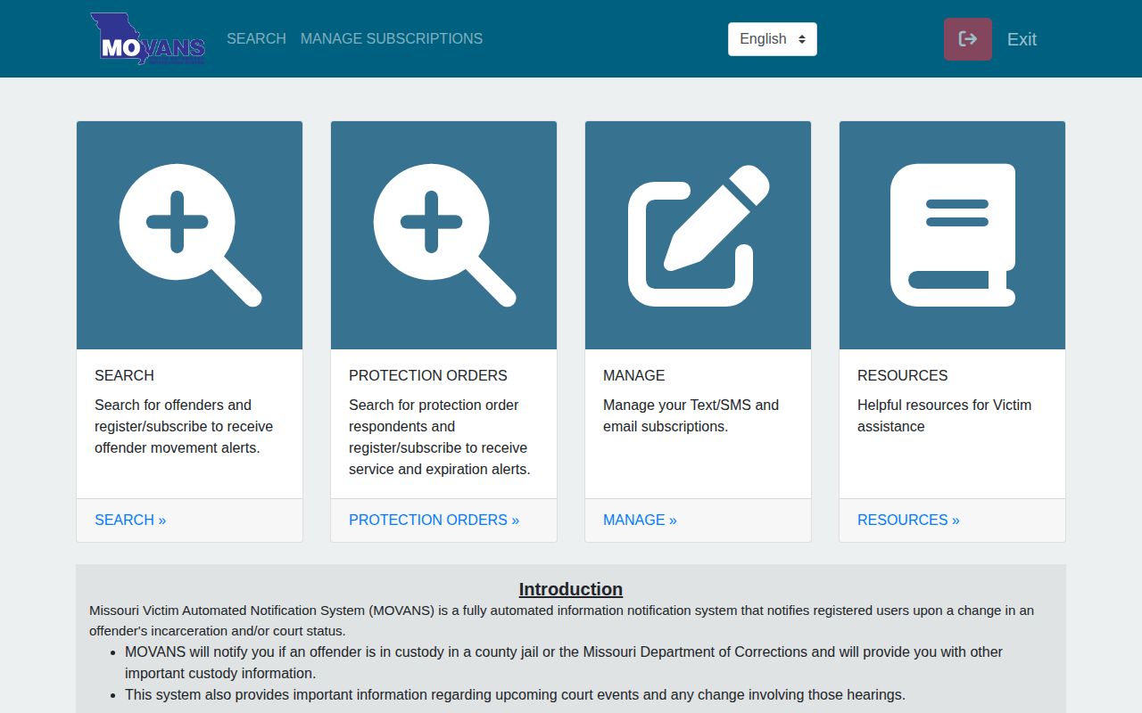Mississippi County released inmate MOVANS search and alert portal